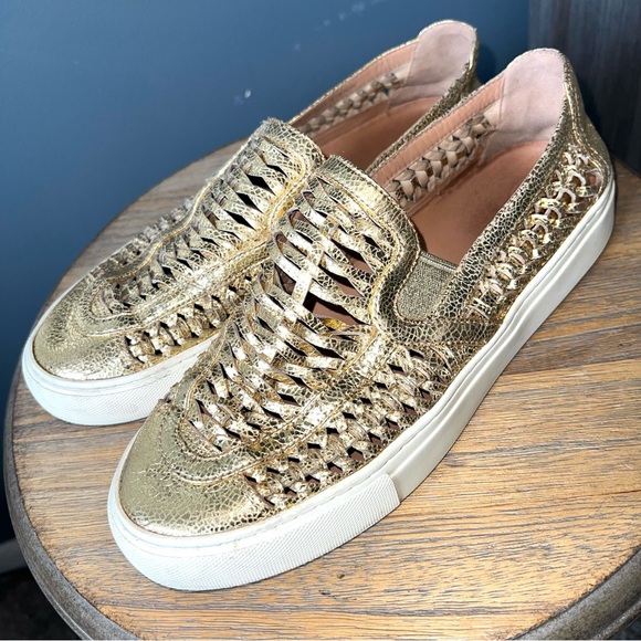 Tory Burch Gold Metallic Hurache II Sneakers - Picture 1 of 9
